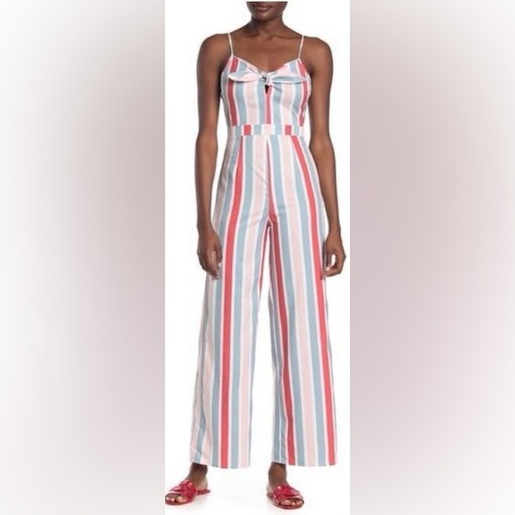 Romeo & Juliet Couture Pants - Romeo & Juliet Couture Wide Leg Stripe Jumpsuit